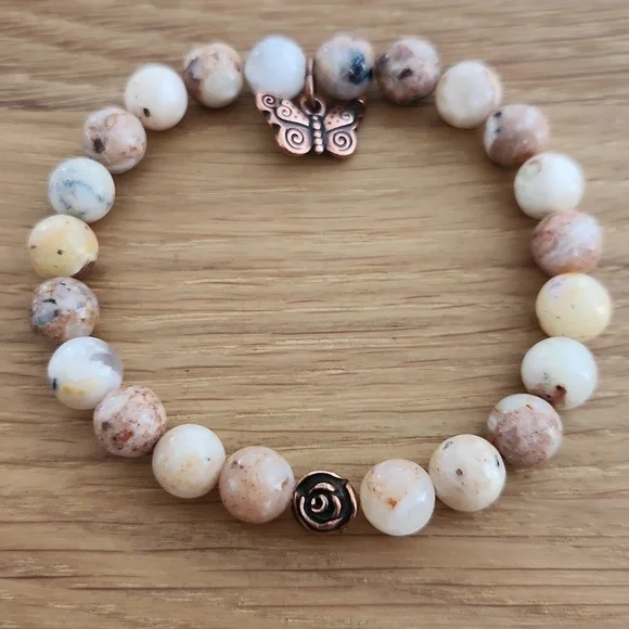 Mexican Murado Purple Opal Bead Stretch Hand Crafted Bracelet - Picture 3 of 8